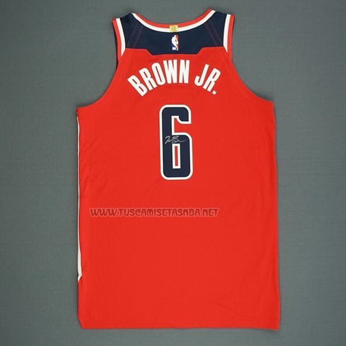 Camiseta Troy Brown Jr. NO 6 Washington Wizards Icon Autentico Rojo